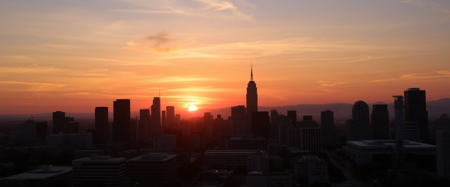 Los Angeles cityscape at sunset
